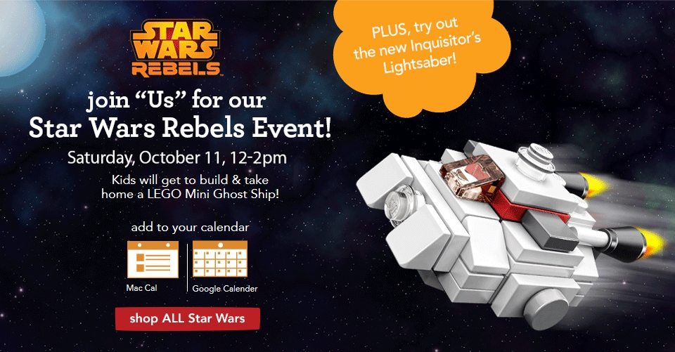 Toys'R'Us Build and Take Star Wars Rebels Event This Saturday 10/11 - FBTB